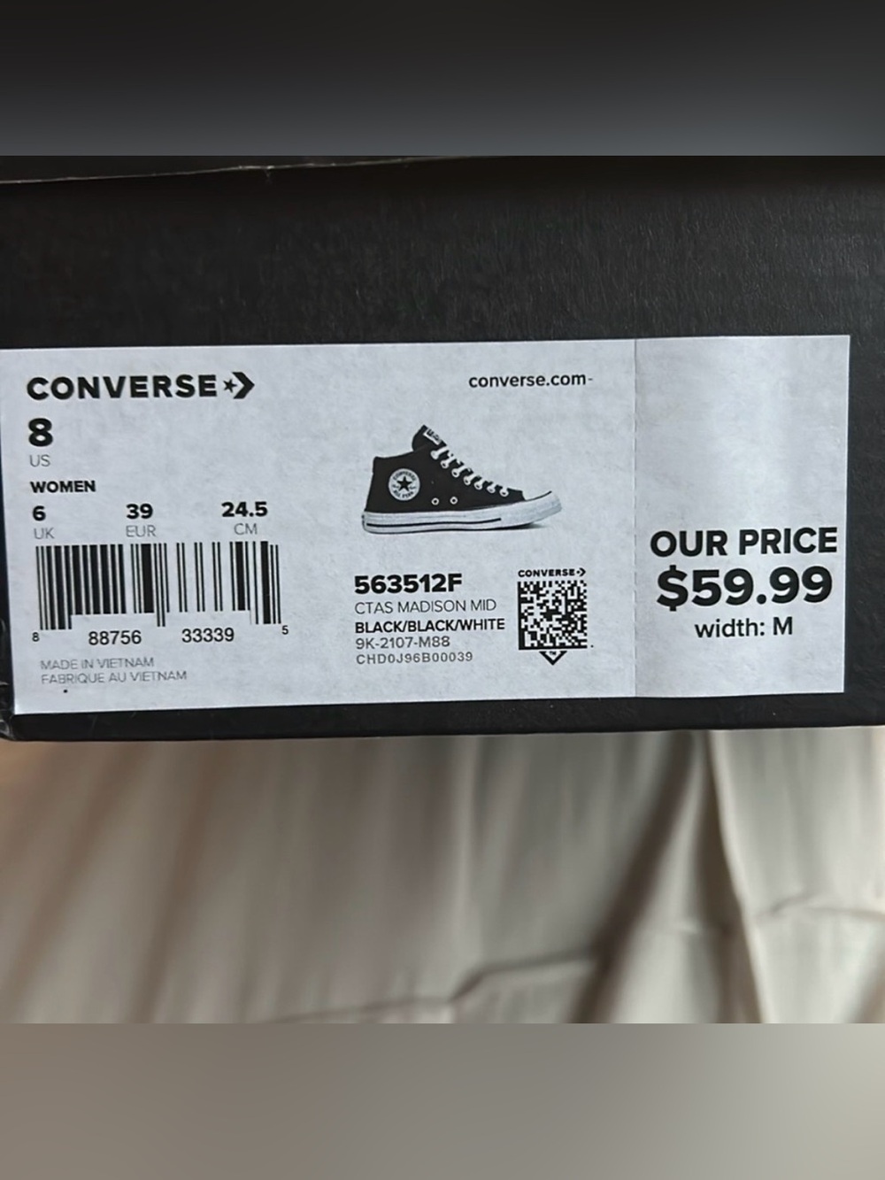 Converse Black and White High Top Sneakers - Picture 4 of 4